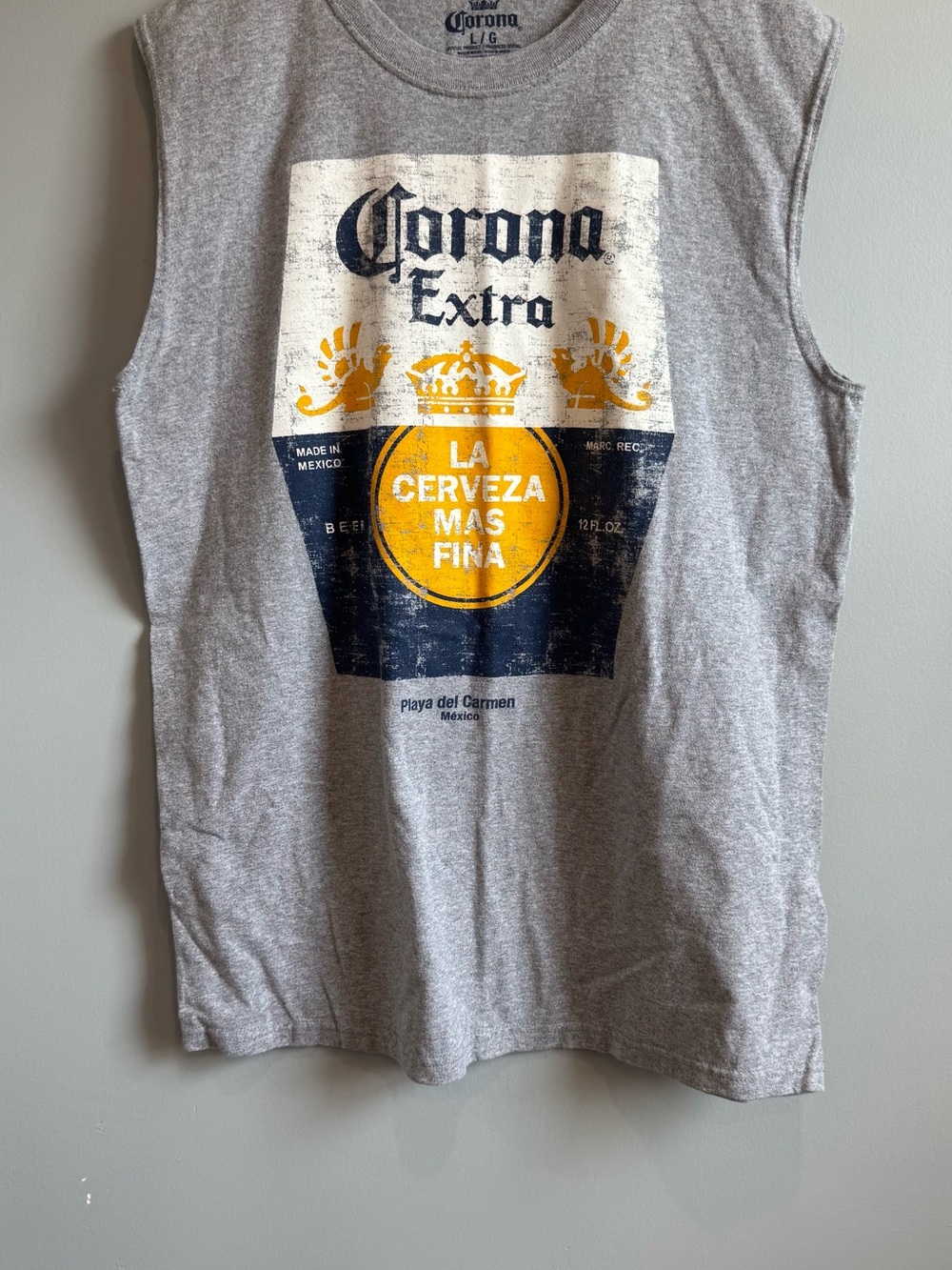Corona Extra Graphic Tank Top Men’s Large Gray Playa del Carmen Mexico